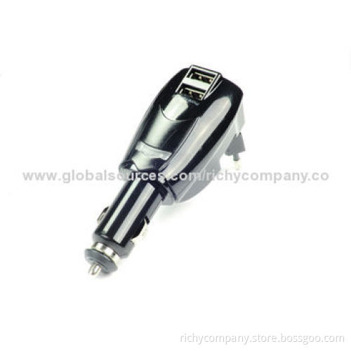 2-in-1 car charger with different plug pins for option